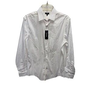Express Men White Cotton Blend Long Sleeve Slim Fit Button Up Shirt S New 14